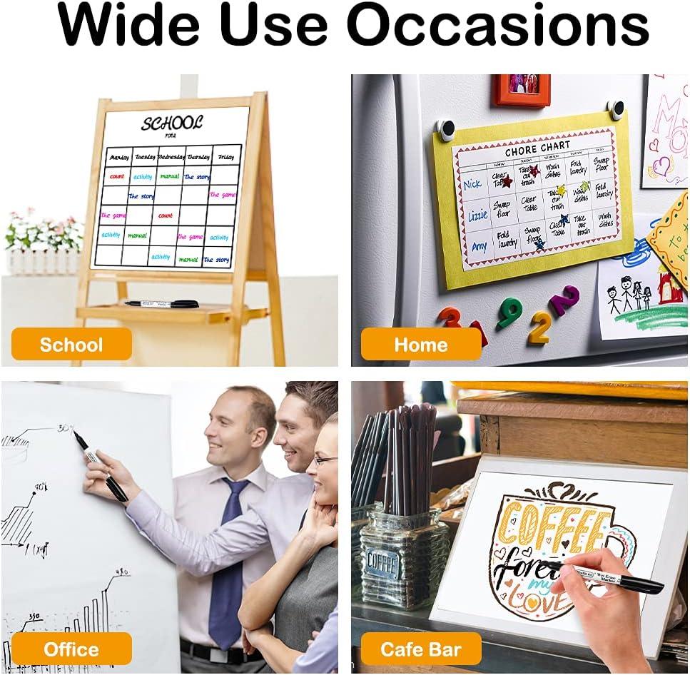 imageShuttle Art Wet Erase Markers 12 Colors 1mm Fine Tip Overhead Projectors Transparency SmudgeFree Markers Works for Laminated Calendars Whiteboard Schedule Glass Wipe with Water15 Pack Black