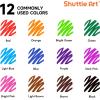 Shuttle Art Wet Erase Markers, 12 Colors 1mm Fine Tip Overhead Projectors Transparency Smudge-Free Markers, Works for Laminated Calendars Whiteboard Schedule Glass, Wipe with Water(12 Colors Black Barrel)