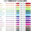 Shuttle Art Wet Erase Markers, 12 Colors 1mm Fine Tip Overhead Projectors Transparency Smudge-Free Markers, Works for Laminated Calendars Whiteboard Schedule Glass, Wipe with Water(15 Colors)