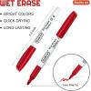Shuttle Art Wet Erase Markers, 12 Colors 1mm Fine Tip Overhead Projectors Transparency Smudge-Free Markers, Works for Laminated Calendars Whiteboard Schedule Glass, Wipe with Water(15 Pack Red)