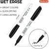 Shuttle Art Wet Erase Markers, 12 Colors 1mm Fine Tip Overhead Projectors Transparency Smudge-Free Markers, Works for Laminated Calendars Whiteboard Schedule Glass, Wipe with Water(15 Pack Black)