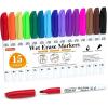Shuttle Art Wet Erase Markers, 12 Colors 1mm Fine Tip Overhead Projectors Transparency Smudge-Free Markers, Works for Laminated Calendars Whiteboard Schedule Glass, Wipe with Water(15 Colors)