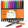 Shuttle Art Wet Erase Markers, 12 Colors 1mm Fine Tip Overhead Projectors Transparency Smudge-Free Markers, Works for Laminated Calendars Whiteboard Schedule Glass, Wipe with Water(12 Colors Black Barrel)