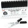 Shuttle Art Wet Erase Markers, 12 Colors 1mm Fine Tip Overhead Projectors Transparency Smudge-Free Markers, Works for Laminated Calendars Whiteboard Schedule Glass, Wipe with Water(15 Pack Black)