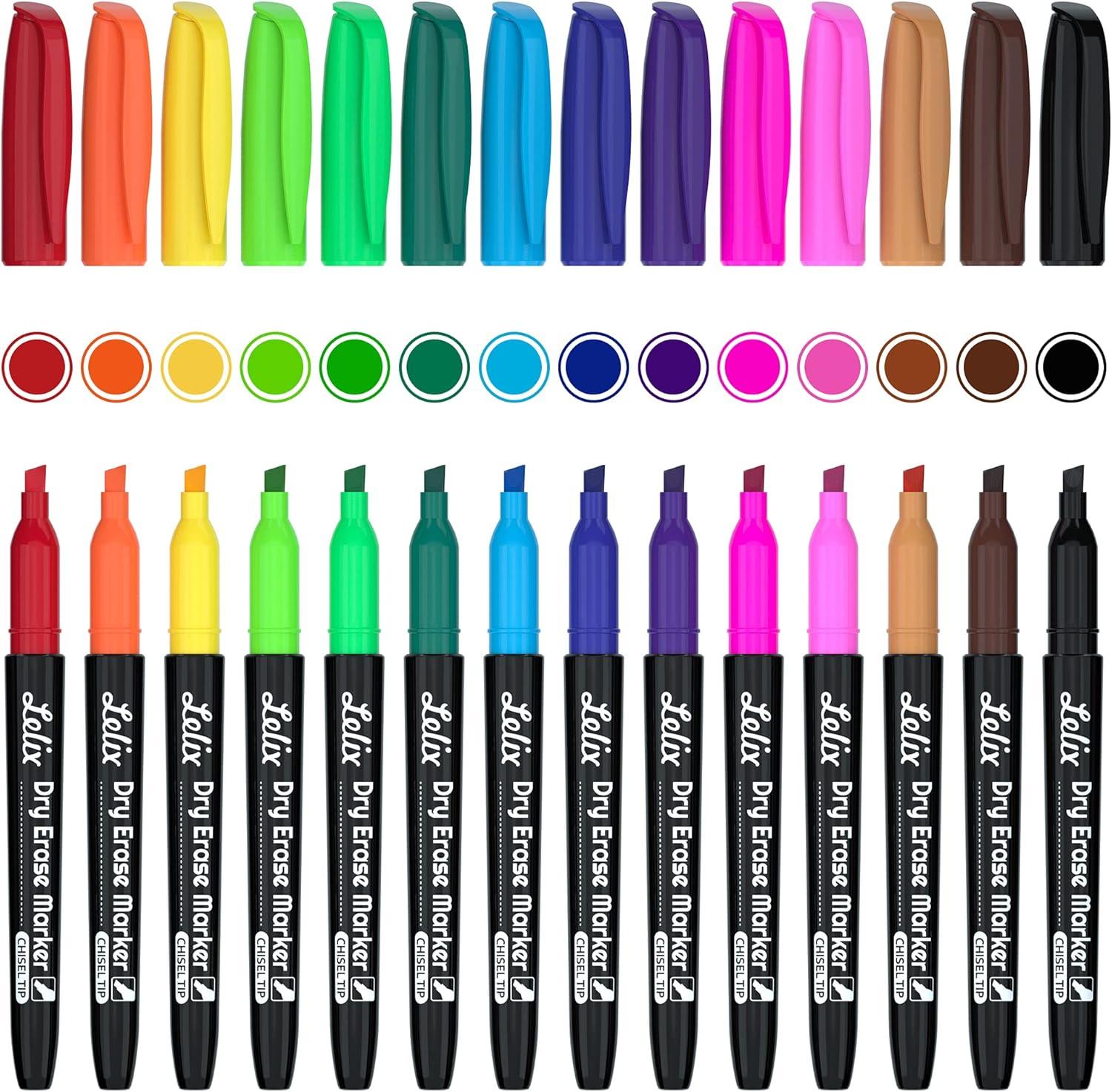 imageLelix Dry Erase Markers  42 Pack 14 Colors Chisel Tip Perfect for Kids ampamp School Office Use Whiteboard ampamp Mirror Writing42 Pack 14 Colors