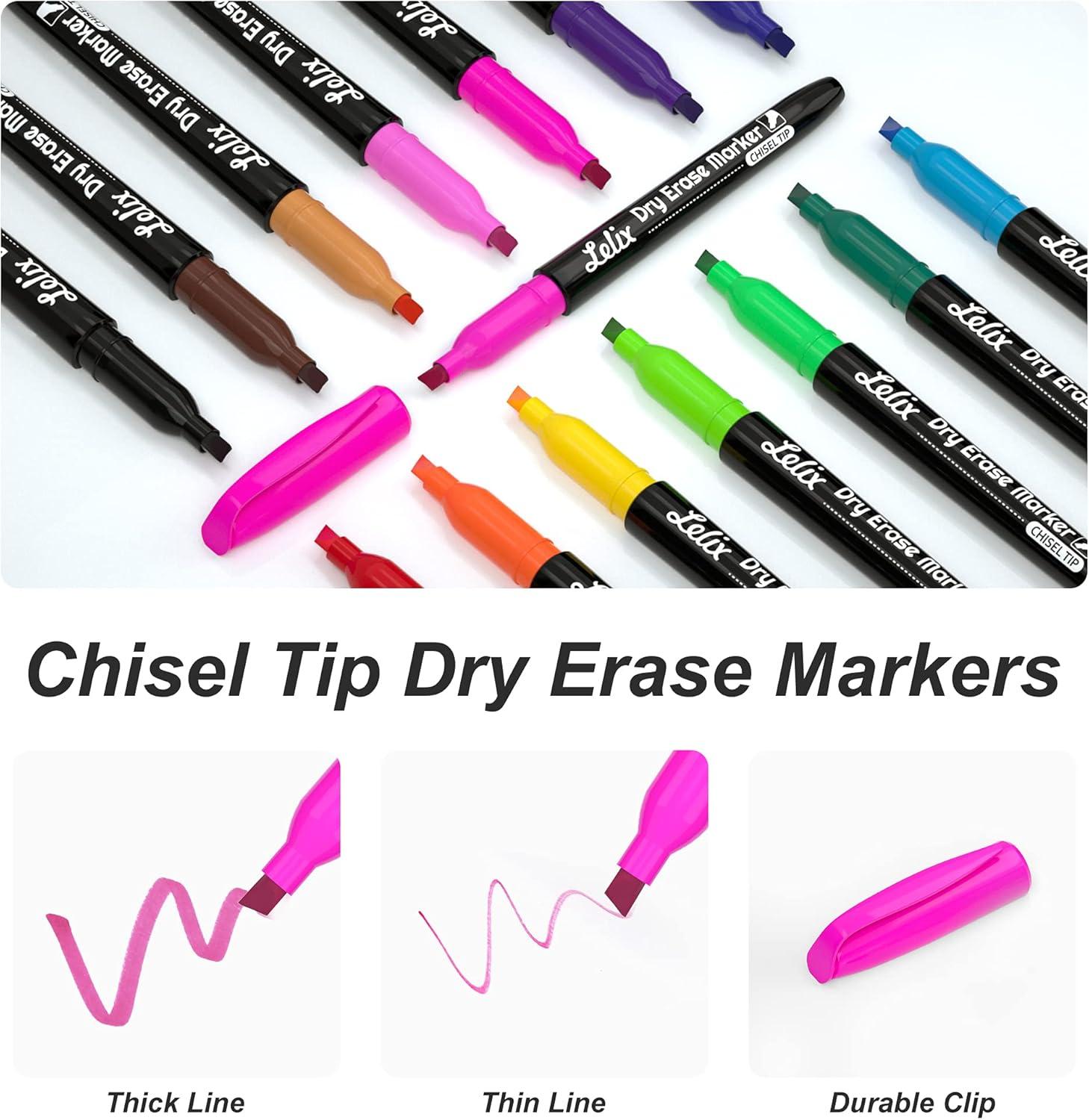 imageLelix Dry Erase Markers  42 Pack 14 Colors Chisel Tip Perfect for Kids ampamp School Office Use Whiteboard ampamp Mirror Writing42 Pack 14 Colors