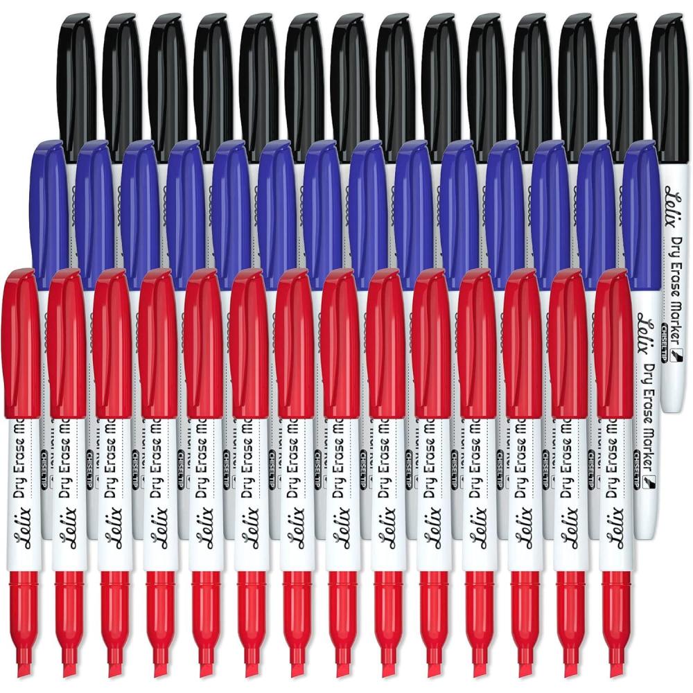imageLelix Dry Erase Markers  42 Pack 14 Colors Chisel Tip Perfect for Kids ampamp School Office Use Whiteboard ampamp Mirror Writing14 Black14 Blue14 Red