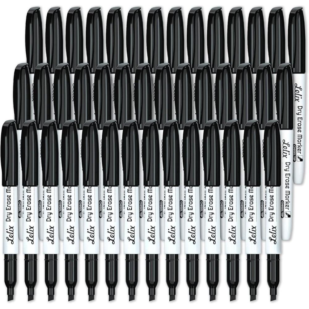 imageLelix Dry Erase Markers  42 Pack 14 Colors Chisel Tip Perfect for Kids ampamp School Office Use Whiteboard ampamp Mirror Writing42 Pack Black