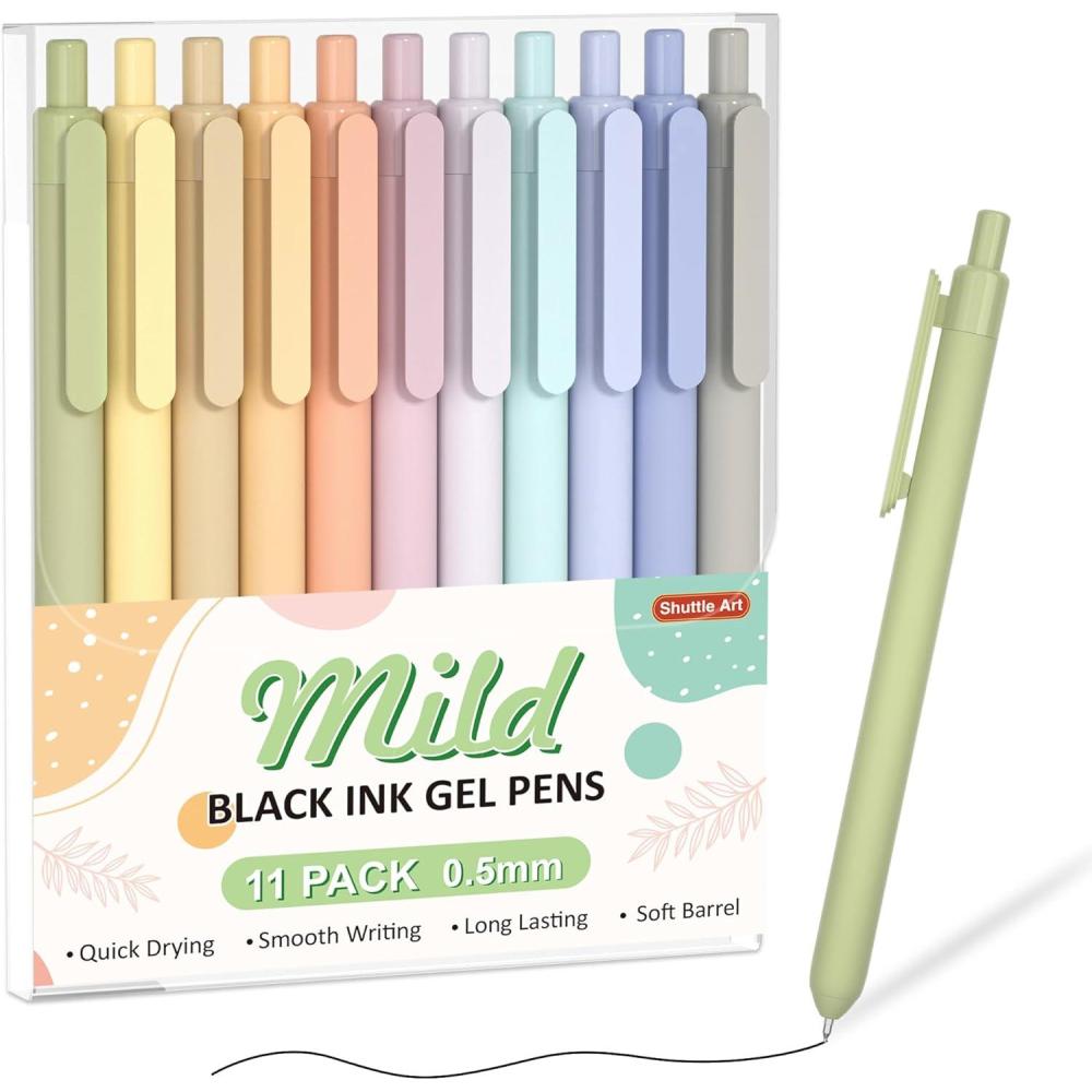 imageShuttle Art Ballpoint Pens 24 Pack Colored Retractable Black Ink Ball Point Pens Cute Pens 10mm Medium Point Quick Drying for Writing Journaling Taking Notes School Office Home11 Black Ink