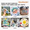 Shuttle Art 28 Colors Fabric Markers, Shirt Permanent Markers for Clothes Sneakers Jeans with 11 Stencils 1 Fabric Sheet, Fabric Pens for Kids Adult Painting Writing(36 Colors)