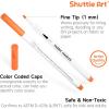 Shuttle Art 28 Colors Fabric Markers, Shirt Permanent Markers for Clothes Sneakers Jeans with 11 Stencils 1 Fabric Sheet, Fabric Pens for Kids Adult Painting Writing(28 Colors)