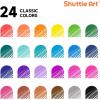 Shuttle Art Ballpoint Pens, 24 Pack Colored Retractable Black Ink Ball Point Pens, Cute Pens 1.0mm Medium Point Quick Drying for Writing Journaling Taking Notes School Office Home(24 Colors)