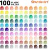 Shuttle Art Fineliner Colored Pens, 100 Colors 0.38mm Fine Point Pens with Stencils & Adult Coloring Books for Coloring, Drawing, Detailing, Writing Note Taking Calendar and Journal Art Projects(100 Colors)