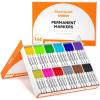 Shuttle Art 144 Pack Permanent Markers, Permanent Marker Assorted Colors, 12 Bright Colors Fine Point Permanent Markers For Kids and Adult Coloring on Wood, Stone, Glass as Office, School Supplies