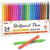 Shuttle Art Ballpoint Pens, 24 Pack Colored Retractable Black Ink Ball Point Pens, Cute Pens 1.0mm Medium Point Quick Drying for Writing Journaling Taking Notes School Office Home(24 Black Ink)
