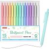 Shuttle Art Ballpoint Pens, 24 Pack Colored Retractable Black Ink Ball Point Pens, Cute Pens 1.0mm Medium Point Quick Drying for Writing Journaling Taking Notes School Office Home(Pastel Barrel–15 Black Ink)