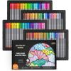 Shuttle Art Fineliner Colored Pens, 100 Colors 0.38mm Fine Point Pens with Stencils & Adult Coloring Books for Coloring, Drawing, Detailing, Writing Note Taking Calendar and Journal Art Projects(100 Colors)