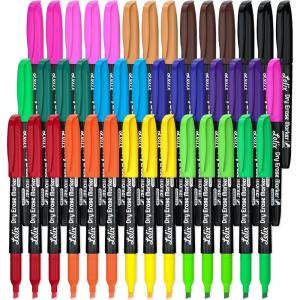 Lelix Dry Erase Markers – 42 Pack, 14 Colors, Chisel Tip, Perfect for Kids & School, Office Use, Whiteboard & Mirror Writing(42 Pack 14 Colors)