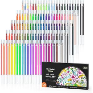 Shuttle Art Gel Pen Refills, 180 Colors (No Duplicates) Gel Pen Refills, 7 Color Types for Kids Adults Coloring Books Drawing Doodling Crafts Scrapbooking Journaling(120 Colors)