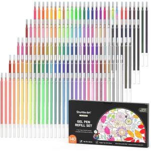 Shuttle Art Gel Pen Refills, 180 Colors (No Duplicates) Gel Pen Refills, 7 Color Types for Kids Adults Coloring Books Drawing Doodling Crafts Scrapbooking Journaling(140 Colors)