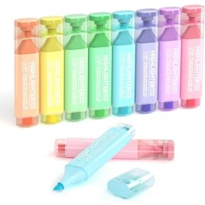 Shuttle Art Highlighters, 8 Assorted Colors Highlighter Pens, Chisel Tip Dry-Quickly Non-Toxic Highlighter Markers for Adults Kids Highlighting on Home School Office(8 Pastel Colors)