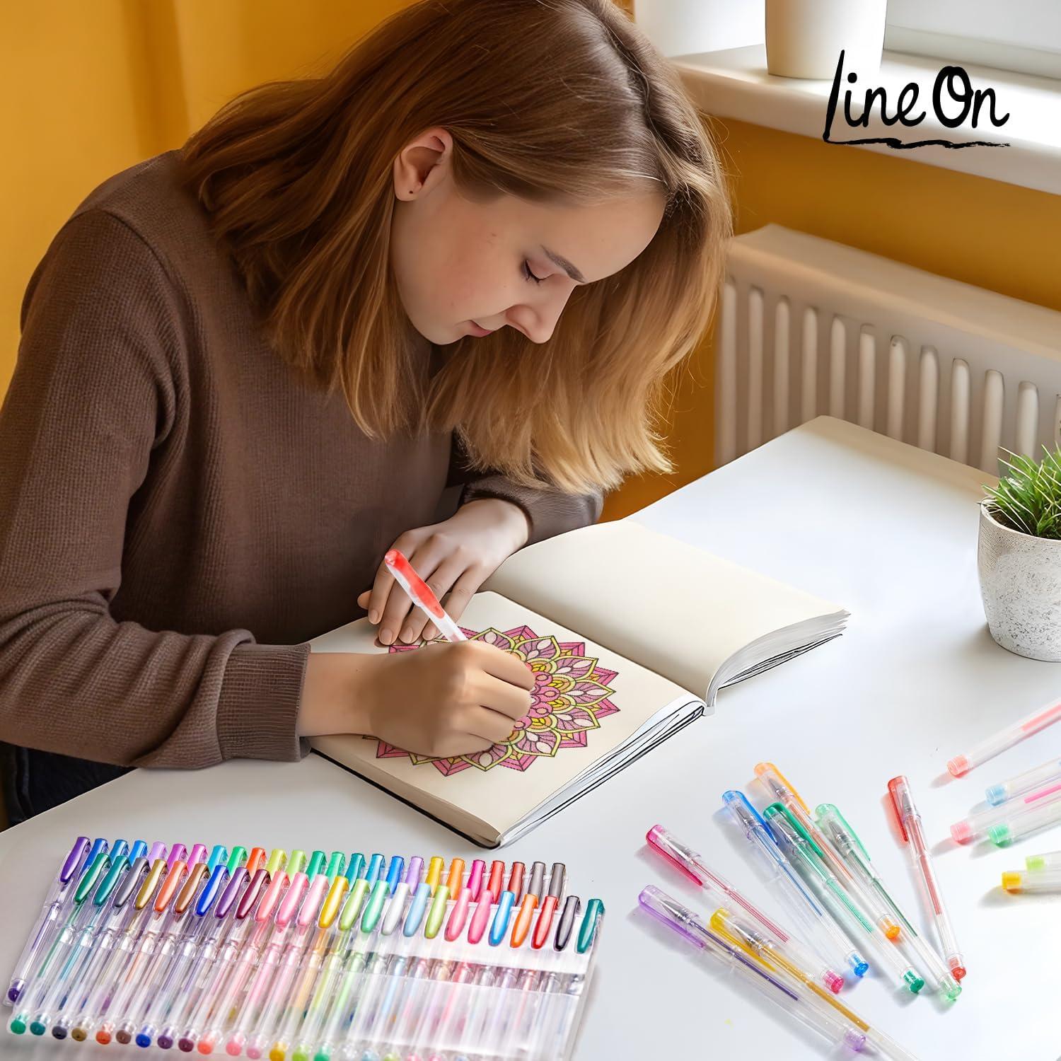 image100 Pack Gel Pens Set 50 Colors Gel Pens with 50 Refills Gel Pen Set for Adult Coloring Books Drawing Doodling Art Markers