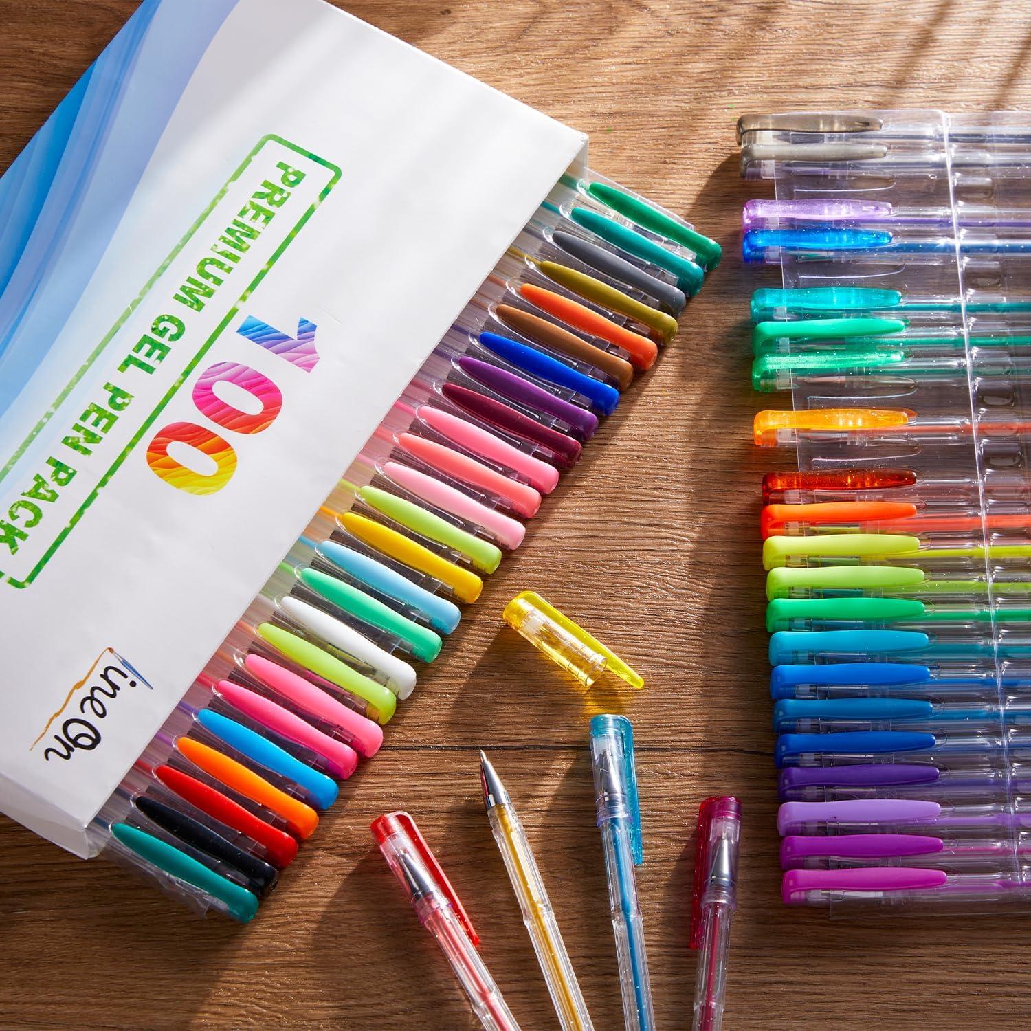 image100 Pack Gel Pens Set 50 Colors Gel Pens with 50 Refills Gel Pen Set for Adult Coloring Books Drawing Doodling Art Markers