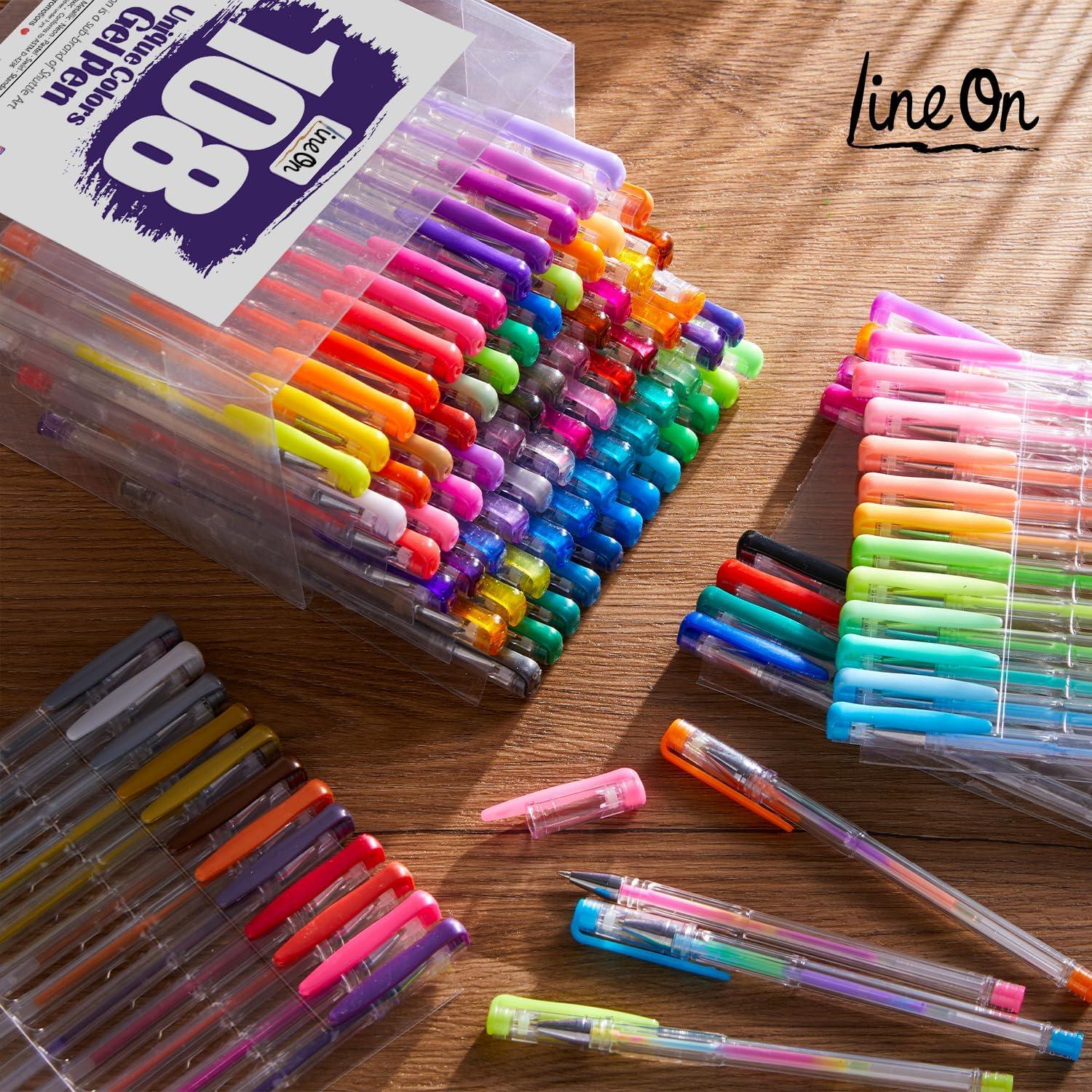 image108 Colors Gel Pens Set Gel Pens for Adult Coloring Books Journals Drawing Doodling Art Markers