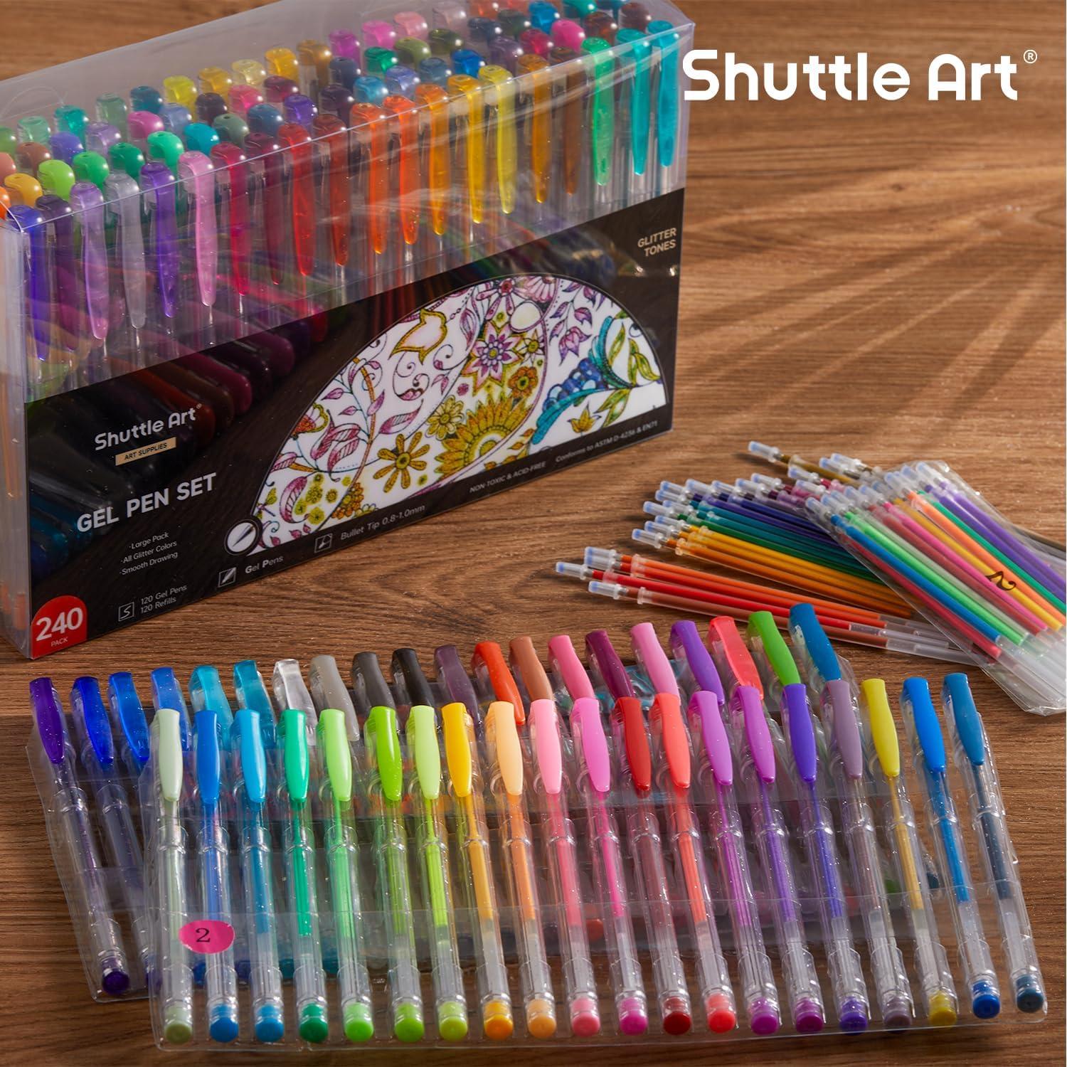 Shuttle Art 360 Pack Gel Pens Set, 180 Colors Gel Pen Set Plus 180 ...
