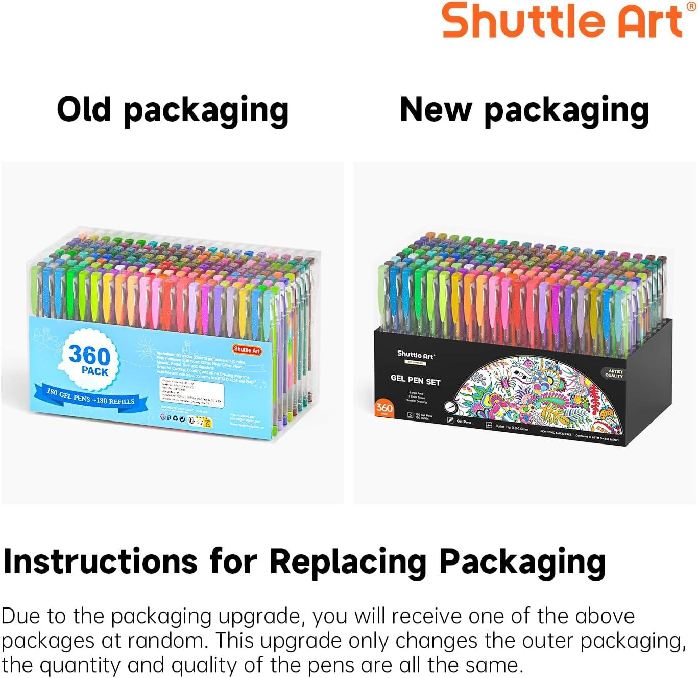 imageShuttle Art 360 Pack Gel Pens Set 180 Colors Gel Pen Set Plus 180 Color Refills Perfect for Adult Coloring Books Doodling Drawing Art Markers360 Pack