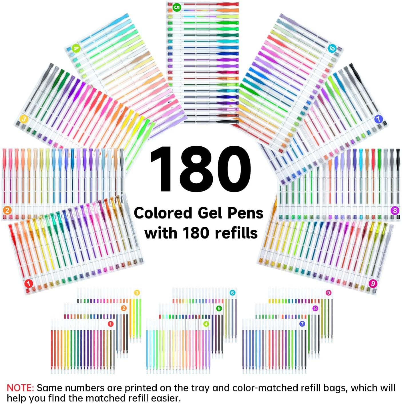 imageShuttle Art 360 Pack Gel Pens Set 180 Colors Gel Pen Set Plus 180 Color Refills Perfect for Adult Coloring Books Doodling Drawing Art Markers360 Pack