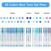 Shuttle Art 60 Pack Tone , Pink Purple Gel Pens with 30 Refills for Adults Coloring Books Journaling Drawing Nature, Landscapes, Animals Scenes(60 Pack Blue Tone)