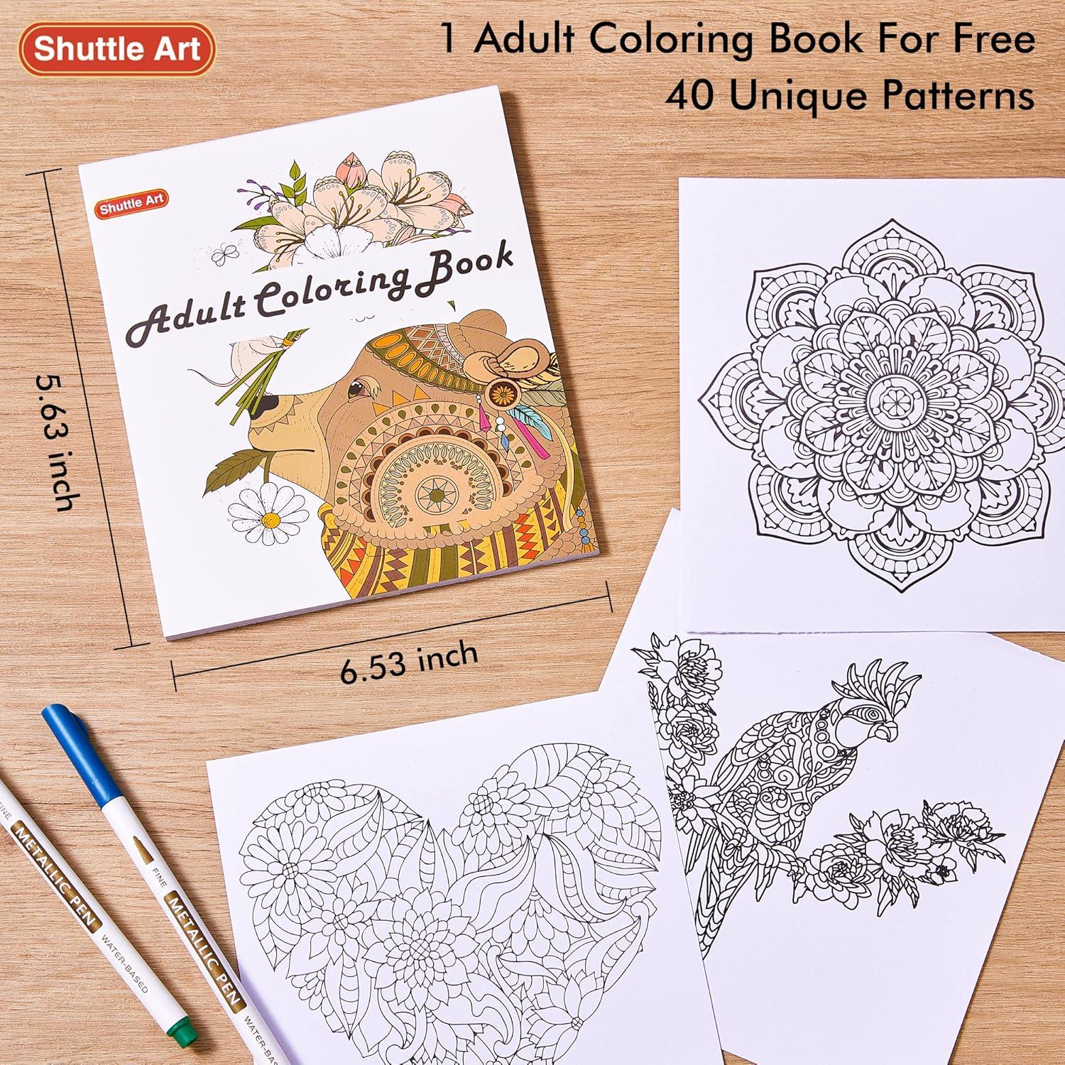 imageShuttle Art Metallic Marker Pens 30 Colors Metallic Paint Markers with 1 Coloring Book Fine Point for DIY Card Calligraphy Art and Crafting Projects Works Great on Black Paper Scrapbooks Rock30 colors