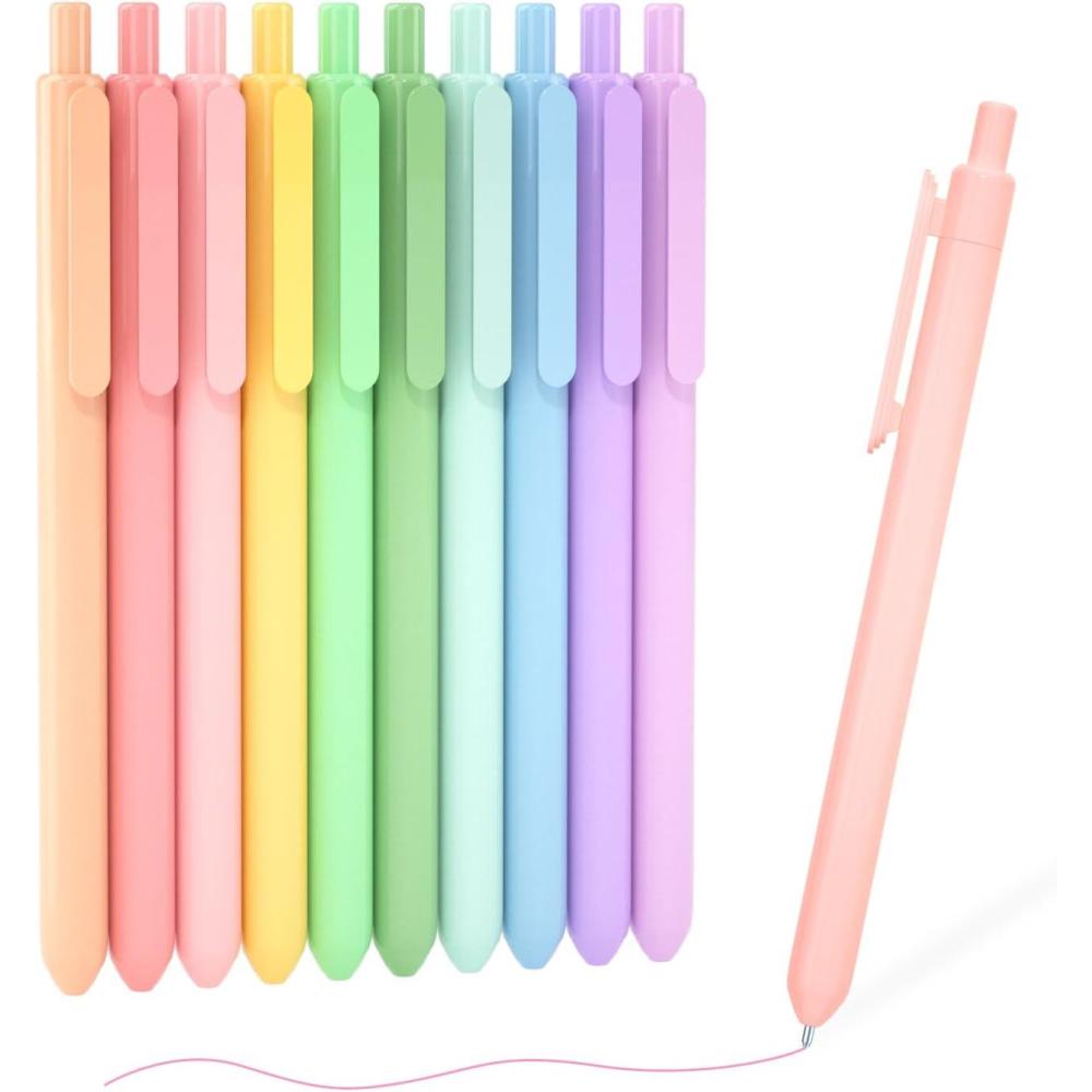 imageShuttle Art Colored Retractable Gel Pens 8 Pastel Ink Colors Cute Pens 07mm Fine Point Quick Drying for Black Paper Writing Drawing Journaling Note Taking School Office Home10 Pastel Ink