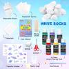 Rock Painting Kit, Shuttle Art 6 Colors Acrylic Pouring Paint Rock Painting Kit with White Rocks, Paint Brush, Transfer Stickers, Tablecloths and Pouring Tools for Kids, Easter Gift for Boys and Girls