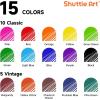 Shuttle Art Liquid Ink Rollerball Pens, 15 Colors (10 Bright + 5 Vintage) Quick Drying 0.5mm Extra Fine Point Long Lasting for Writing Journaling Taking Notes Doodling School Office Home(15 Colors)
