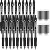 Shuttle Art Black Gel Pens, 48 Pack(20 Pens with 28 Refills) Retractable Medium Point Rollerball Gel Ink Pens Smooth Writing with Comfortable Grip for Office School Home Work(48)