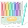 Shuttle Art Colored Retractable Gel Pens, 8 Pastel Ink Colors, Cute Pens 0.7mm Fine Point Quick Drying for Black Paper Writing Drawing Journaling Note Taking School Office Home(15 Black Ink)