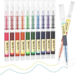 Shuttle Art Liquid Ink Rollerball Pens, 15 Colors (10 Bright + 5 Vintage) Quick Drying 0.5mm Extra Fine Point Long Lasting for Writing Journaling Taking Notes Doodling School Office Home(10 Colors)