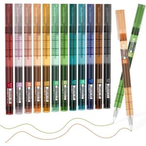 Shuttle Art Liquid Ink Rollerball Pens, 15 Colors (10 Bright + 5 Vintage) Quick Drying 0.5mm Extra Fine Point Long Lasting for Writing Journaling Taking Notes Doodling School Office Home(12 Colors)