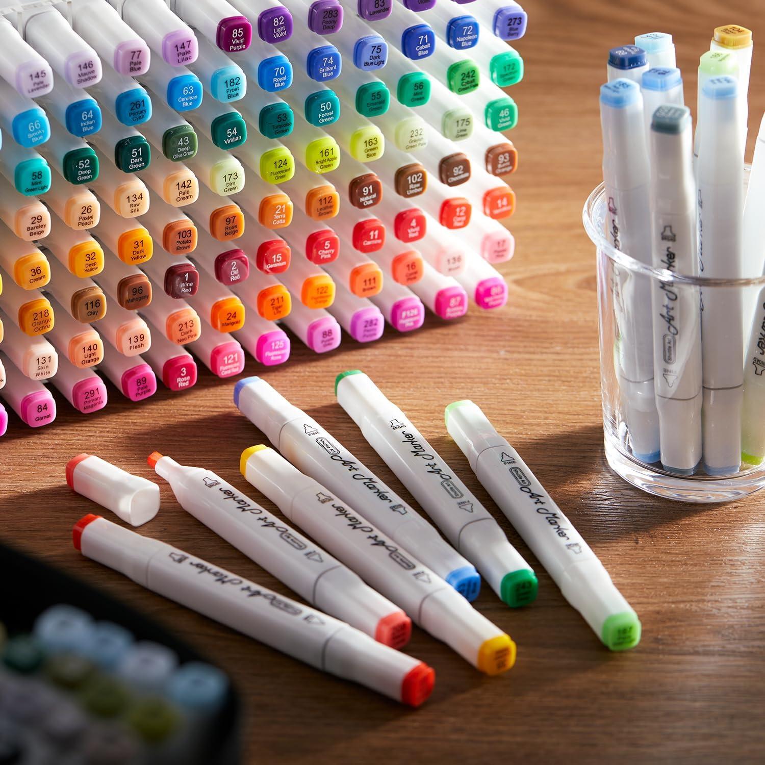image172 Colors Alcohol Based Dual Tip Art Markers 1711 Blender Permanent Marker Pens Plus 1 Marker Pad 1 Case Perfect for Kids Adult Artist Coloring Books Drawing Sketching and Card Making172 Colors