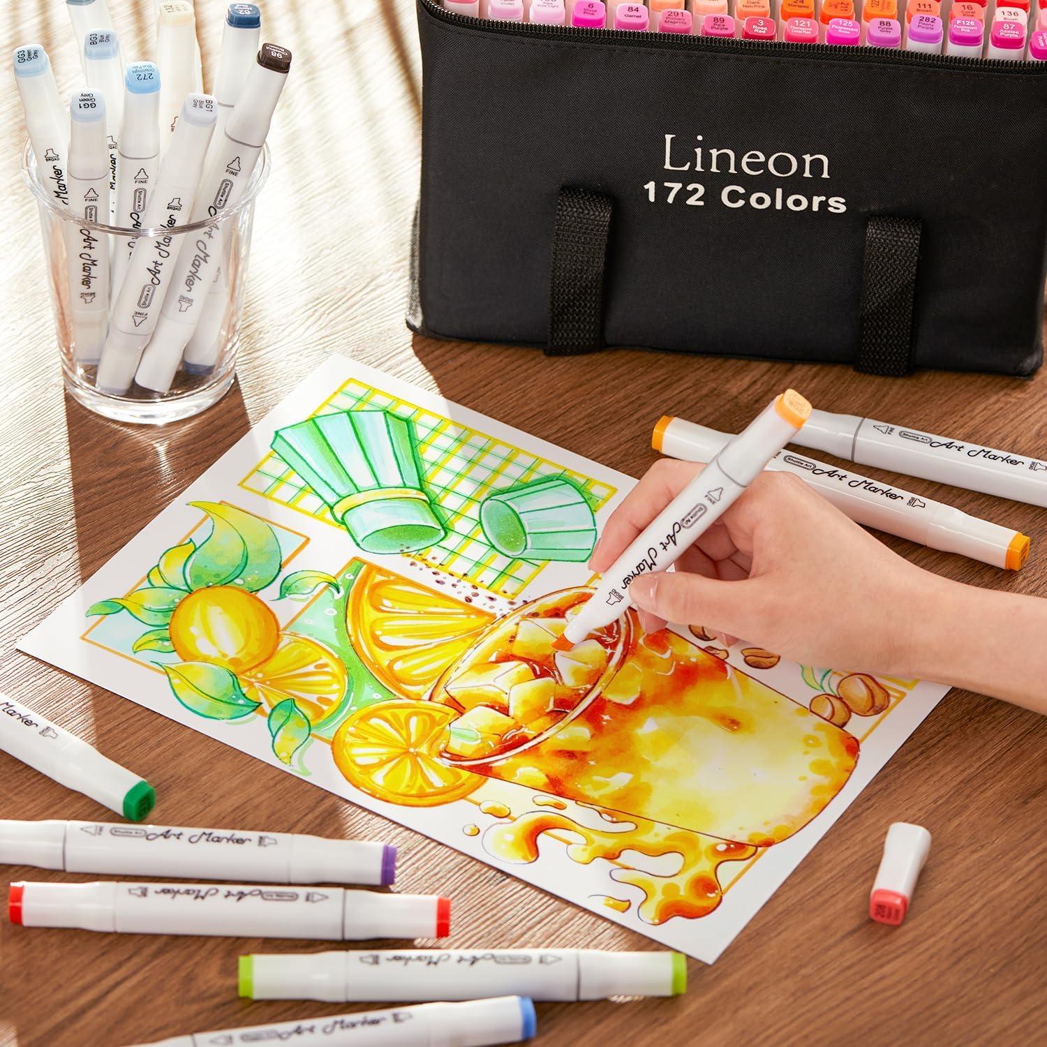 image172 Colors Alcohol Based Dual Tip Art Markers 1711 Blender Permanent Marker Pens Plus 1 Marker Pad 1 Case Perfect for Kids Adult Artist Coloring Books Drawing Sketching and Card Making172 Colors