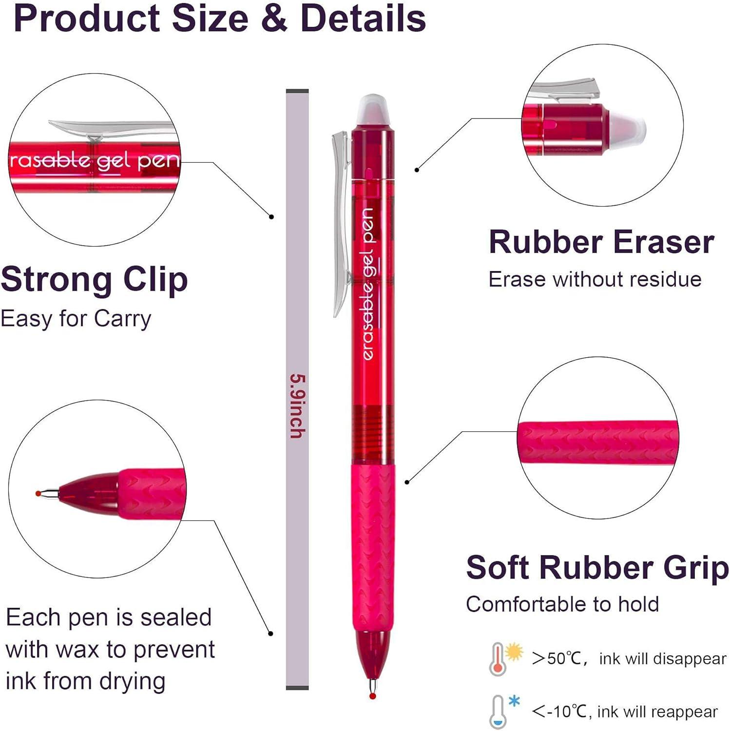 Erasable Gel Pens, 26 Colors Retractable Erasable Pens Clicker, Fine ...