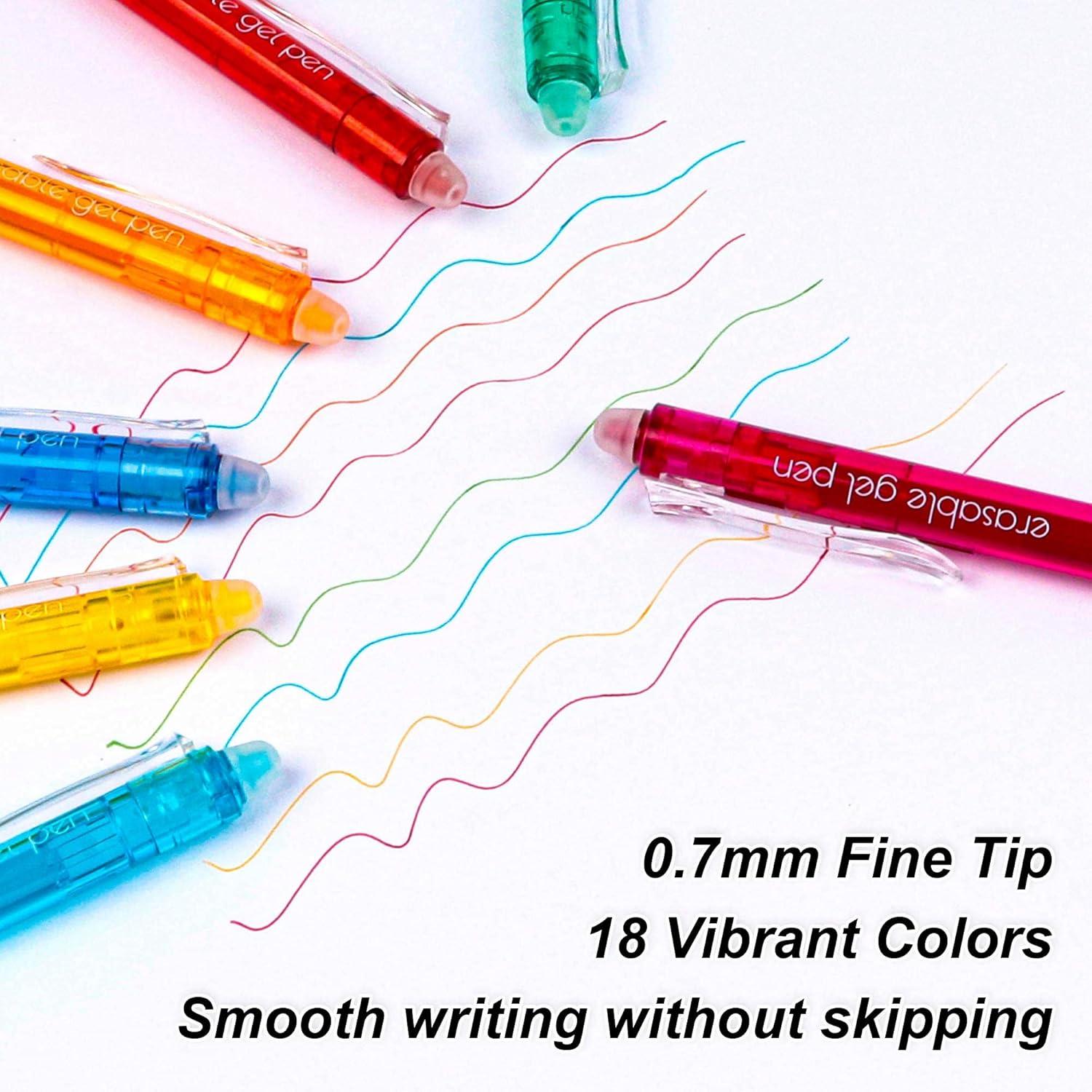 Erasable Gel Pens, 26 Colors Retractable Erasable Pens Clicker, Fine ...
