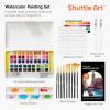 Watercolor Paint Set, Shuttle Art 48 Colors Watercolor Paint in Half Pans with 2 Water Brush Pens, 10 Paint Brushes, 1 Watercolor Pad, 1 Palette, 2 Color Charts, Watercolor Kit for KidsAdults, Artists(48 Colors)