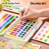Watercolor Paint Set, Shuttle Art 48 Colors Watercolor Paint in Half Pans with 2 Water Brush Pens, 10 Paint Brushes, 1 Watercolor Pad, 1 Palette, 2 Color Charts, Watercolor Kit for KidsAdults, Artists(48 Colors)