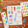 Watercolor Paint Set, Shuttle Art 48 Colors Watercolor Paint in Half Pans with 2 Water Brush Pens, 10 Paint Brushes, 1 Watercolor Pad, 1 Palette, 2 Color Charts, Watercolor Kit for KidsAdults, Artists(48 Colors)