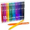 Erasable Gel Pens, 12 Colors Retractable Fine Point Erasable Pens Clicker, Assorted Color Inks, Make Mistakes Disappear for Drawing Writing Planner and Crossword Puzzles(15 Colors Erasable Pens)