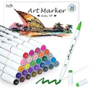 172 Colors Alcohol Based Dual Tip Art Markers, 171+1 Blender Permanent Marker Pens Plus 1 Marker Pad 1 Case Perfect for Kids Adult Artist Coloring Books Drawing Sketching and Card Making(30 Colors)