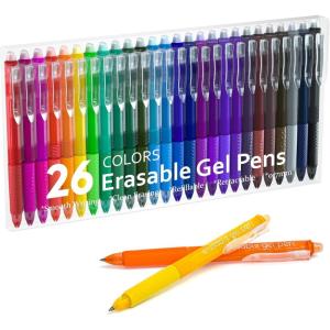 Erasable Gel Pens, 12 Colors Retractable Fine Point Erasable Pens Clicker, Assorted Color Inks, Make Mistakes Disappear for Drawing Writing Planner and Crossword Puzzles(26 Colors)